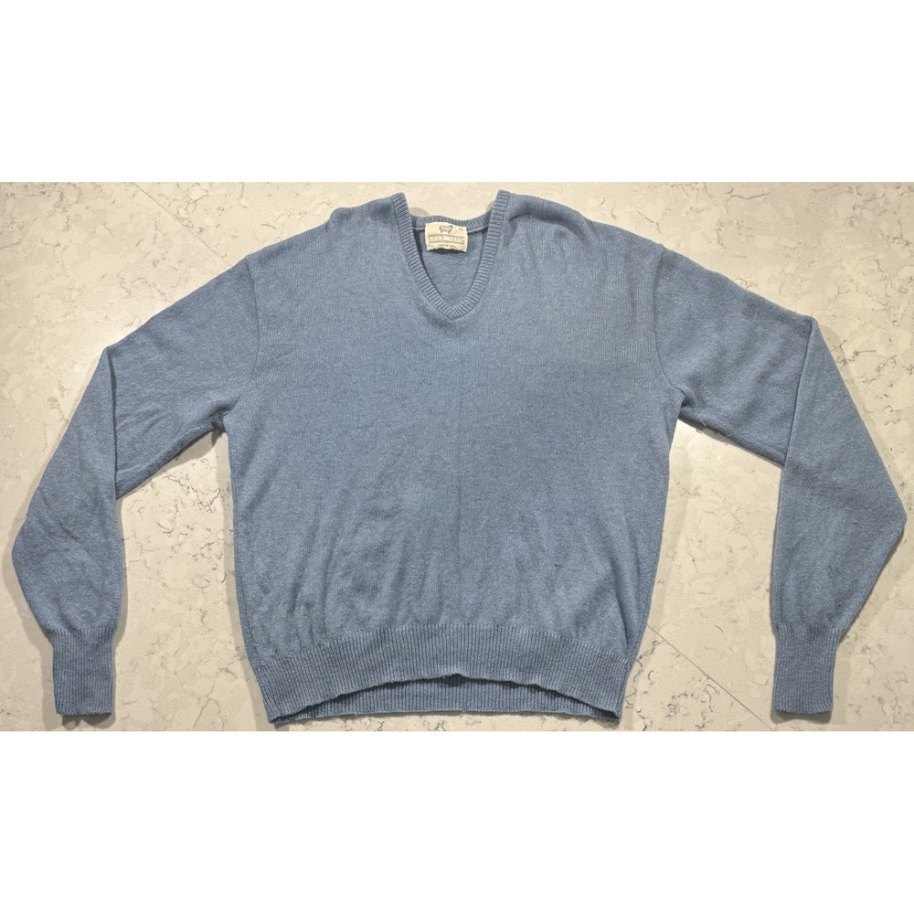 VTG 80s Lord Jeff Sweater‎ Mens XL Blue V-Neck Knit Classic Preppy Made in USA